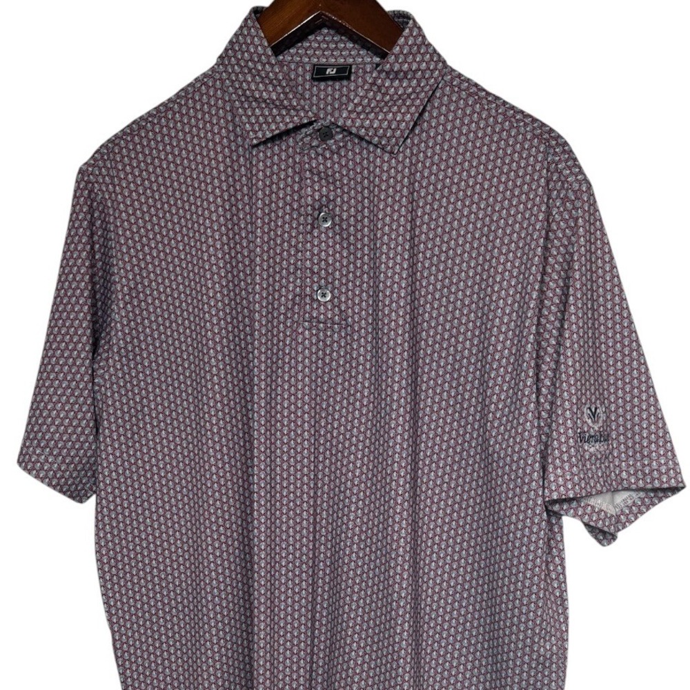 FootJoy Mens Seashell Golf Polo Shirt Viera East Golf Club Coral Blue Large